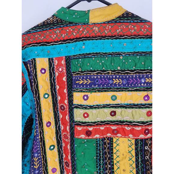 Chico’s Colorful Embroidered Boho Mirror Jacket Multicolor Size Large - Picture 9 of 14